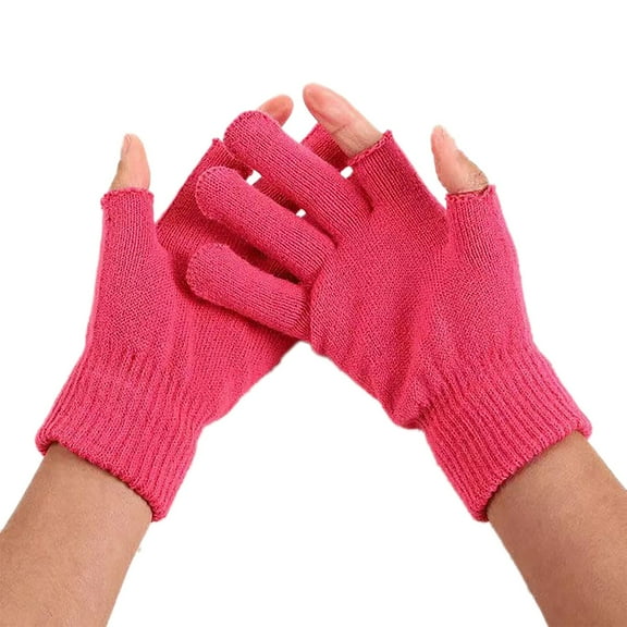 AWZXDE Unisex Warm Knit Acrylic Gloves for Fall and Winter - Outdoor Screen-Friendly Sub Finger Design for Enhanced Dexterity Hot Pink,One Size