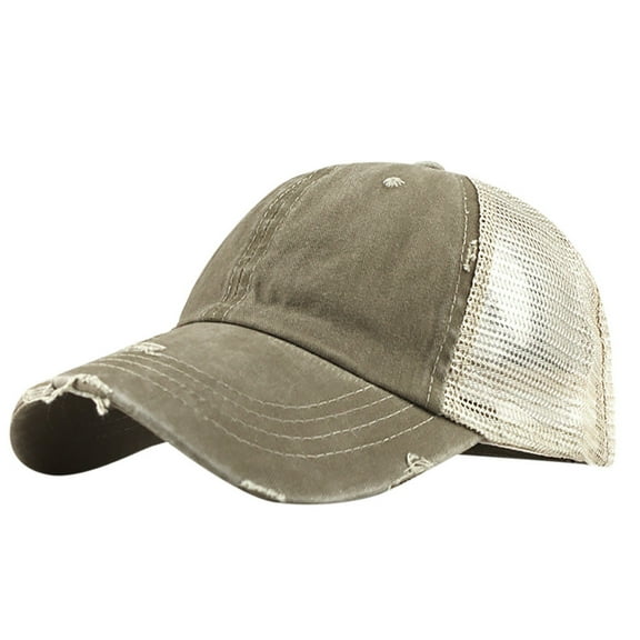 AWZXDE Unisex Washed Twill Baseball Cap Retro Style Mesh Back Adjustable Sun Hat for Casual Outdoor Wear Khaki