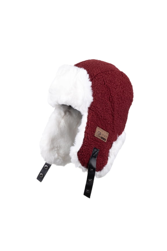 Unisex Winter Thermal Lined Pilot Hat with Ear Flaps Windproof Cold Weather Winter Hat for Men and Women Outdoor Activities Red,One Size