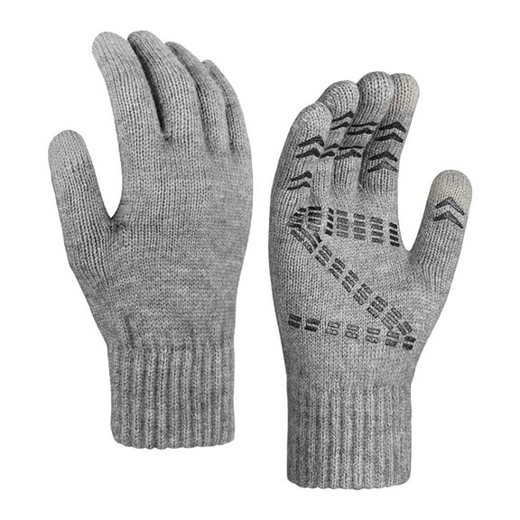 AWZXDE Unisex Winter Thermal Gloves With Grip Two Finger Design Touchscreen Warm Thick for Comfort Grey,One Size