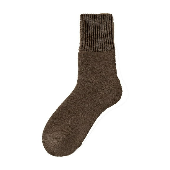 AWZXDE Unisex Winter Thermal Wool Socks Thickened Mid Calf Solid Color for Warmth and Comfort in Cold Weather Indoor Outdoor Use Coffee,One Size