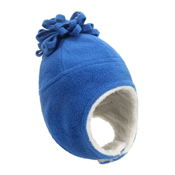 AWZXDE Warm Childrens Two Piece Set Solid Color Hat And Gloves Winter Hats For Boys And Girls Lined Cold Weather Blue
