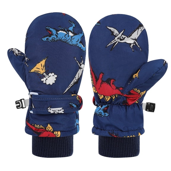 AWZXDE Warm Toddler Cartoon Ski Mittens Winter Gloves For Girls And Boys Dark Blue