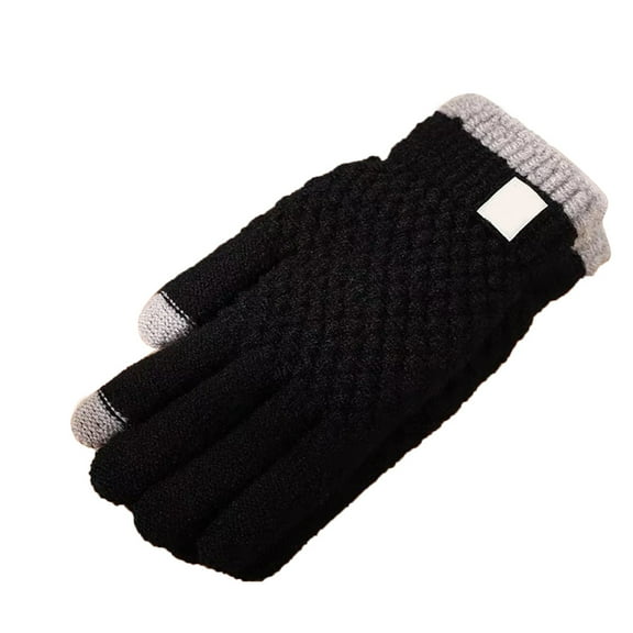 AWZXDE Warm Winter Gloves For Women Knit Touchscreen Gloves With Wool Thickened Cycling Windproof Gloves Black