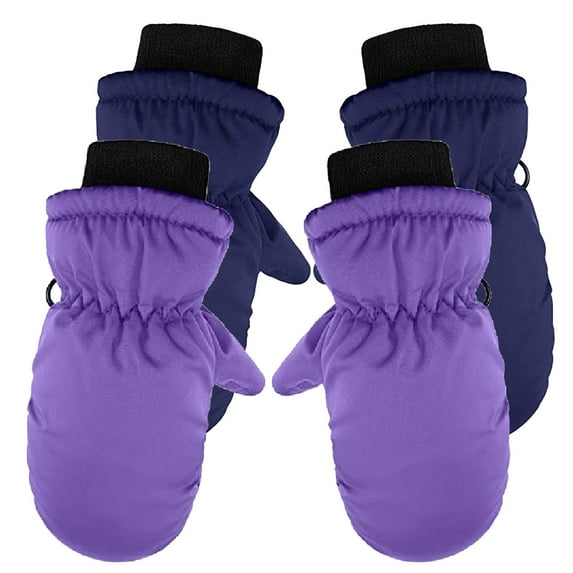 AWZXDE Warm Winter Gloves for Kids - 2 Pairs Full Finger Skiing Mittens for Boys and Girls - for Outdoor Activities E,One Size