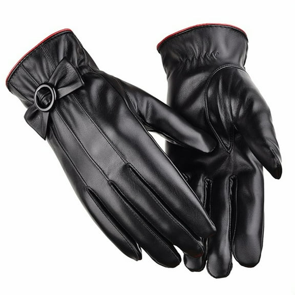 AWZXDE Warm Winter Leather Touchscreen Gloves Women's Mittens Lined for Cold Weather and Style Black,One Size