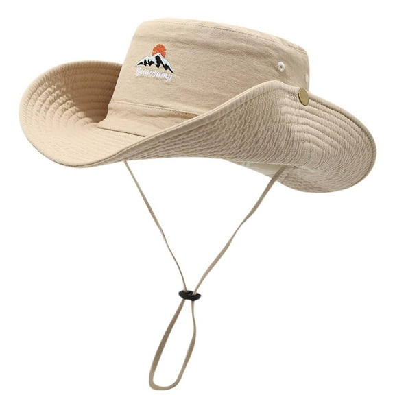 AWZXDE Western Cowboy Hat Camping Hat For Men And Women Spring Summer Outdoor Fisherman Sun Hat Beige