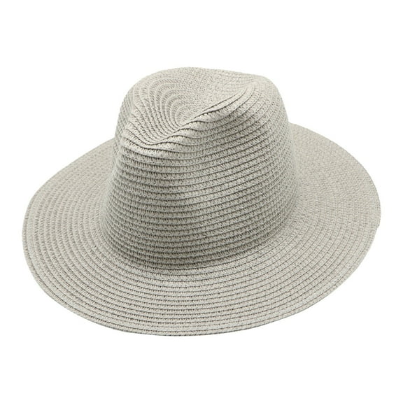 AWZXDE Wide Brim Hat For Summer Beach Trip Beach Hat Ivory And Brown Foldable Straw Design For Men And Women Grey