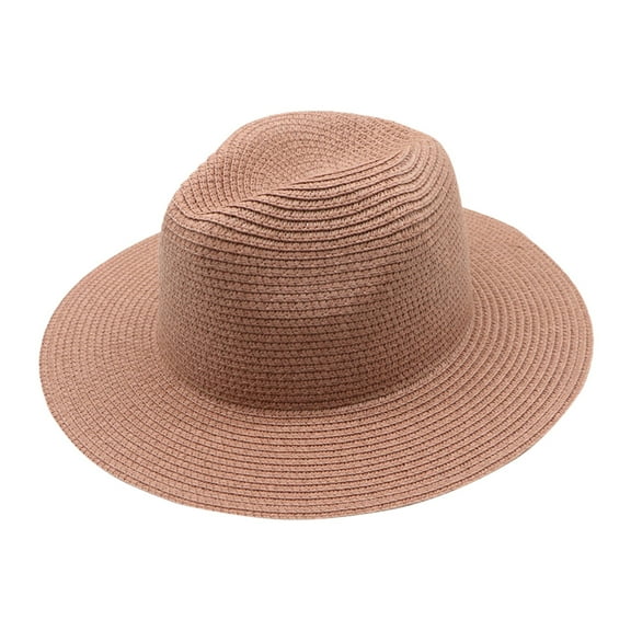 AWZXDE Wide Brim Hat For Summer Beach Trip Beach Hat Ivory And Brown Foldable Straw Design For Men And Women Rose Gold