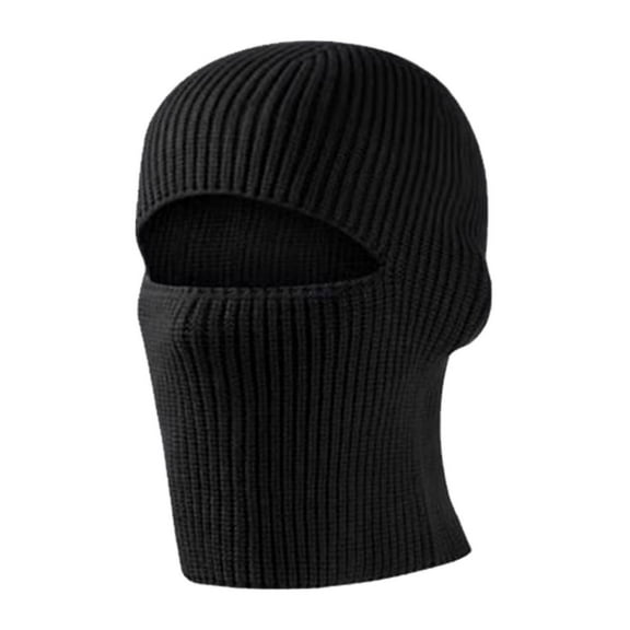 AWZXDE Windproof Cold Weather Winter Hats For Men High Stretch Knitted Pullover Neck Warmer Ear Cover Cap For Cycling Sports Black
