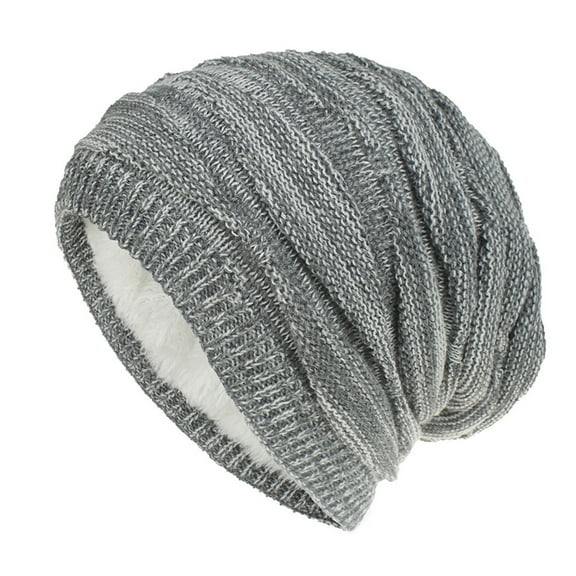 AWZXDE Winter Fuzzy Lined Knit Hat Extra Warm Cap for Extreme Cold Weather Outdoor Sports Grey
