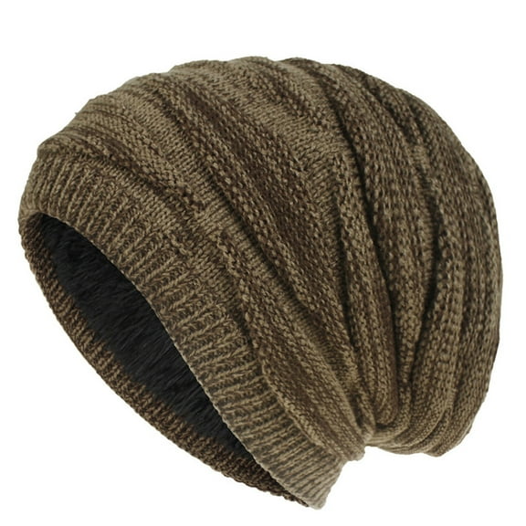 AWZXDE Winter Fuzzy Lined Knit Hat Extra Warm Cap for Extreme Cold Weather Outdoor Sports Khaki