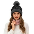 thumbnail image 1 of AWZXDE Winter Glitter Sphere Ear Cover Hat Thermal Winter Hats For Women Cold Weather Thickened Warm Knitted Cap Black, 1 of 5