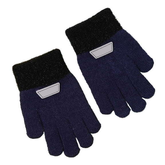 AWZXDE Winter Gloves For Kids With Thermal Five Finger Design For Boys Girls Soft Knitted Children Hand Mittens Cozy Warm 1-8Y Navy,8