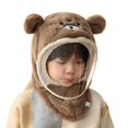 thumbnail image 1 of AWZXDE Winter Hats For Boys And Girls With Integrated Visor Wind Protection Ear Cover Shawl Warm Baby Cap Brown, 1 of 3