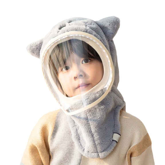 AWZXDE Winter Hats For Boys And Girls With Integrated Visor Wind Protection Ear Cover Shawl Warm Baby Cap Grey