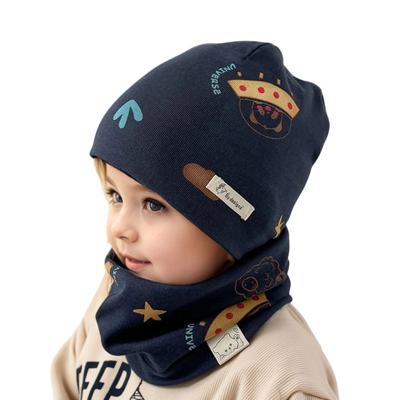 AWZXDE Winter Hats For Kids Double Layer Hat And Neck Warmer Windproof Thermal Ear Scarf Combo For Boys Girls Navy