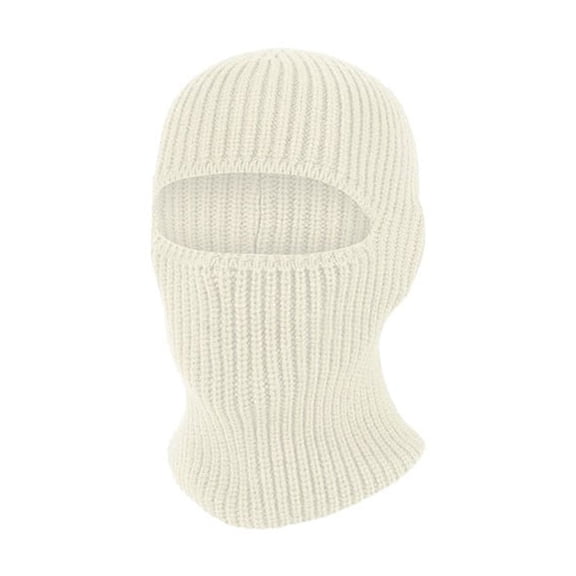 AWZXDE Winter Hats For Men High Stretch Knitted Integrated Scarf Windproof Cold Weather Cap For Outdoor Cycling White