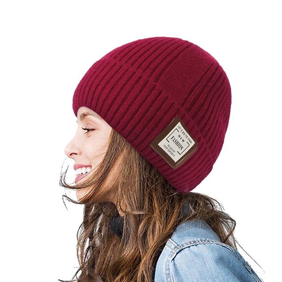 AWZXDE Winter Hats For Women Loose Oversized Woolen Knitted Beanie Thick Warm Slouchy Cap For Men And Women Cold Weather Red