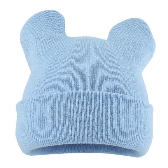 AWZXDE Winter Hats For Women Woolen Knitted Beanie With Cute 3D Animal Ears Big Ears Crochet Style Ski Cycling Outdoor Blue