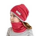 thumbnail image 1 of AWZXDE Winter Kids Hat And Neck Warmer Cozy Scarf Combo Winter Hats For Kids Solid Color Beanie For Boys Girls Toddler, 1 of 5