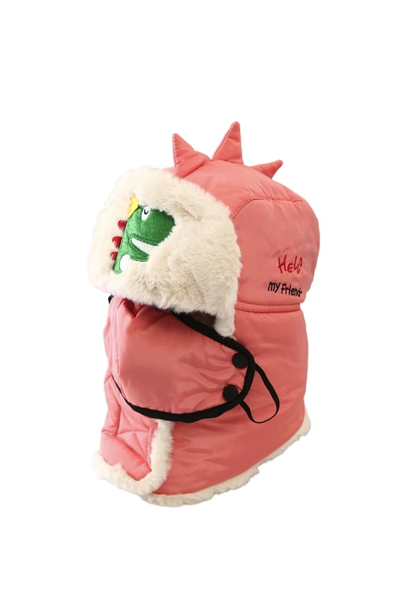 Winter Kids Trapper Hat With Attached Scarf Boys Winter Hat Girls Winter Hat Windproof Ear Cover For Skating Outdoor Pink