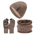 thumbnail image 1 of AWZXDE Winter Knit And Warm Three Piece Set for Men and Women - Woolen Hat and Bib Gloves Combination Khaki,One Size, 1 of 5
