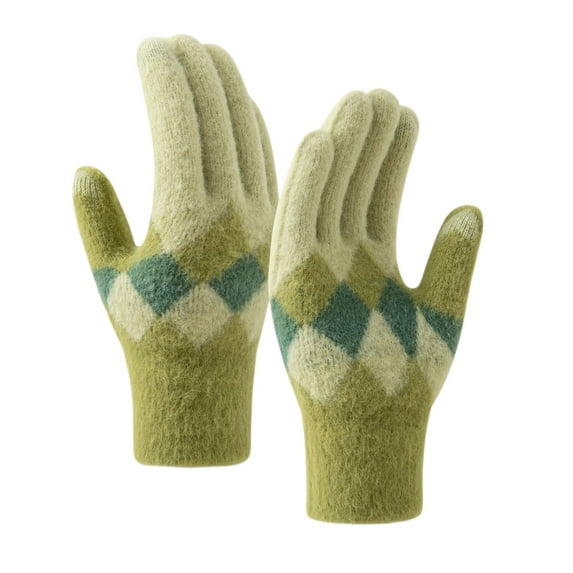 AWZXDE Winter Ski Inner Gloves for Men and Women - Outdoor Cycling Plus Windproof Cold Warm Flip Finger Screen Gloves Green,One Size