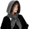thumbnail image 1 of AWZXDE Winter Thermal Hooded Hat with Integrated Scarf and Earflaps for Windproof Warmth and Comfortable Grey, 1 of 8