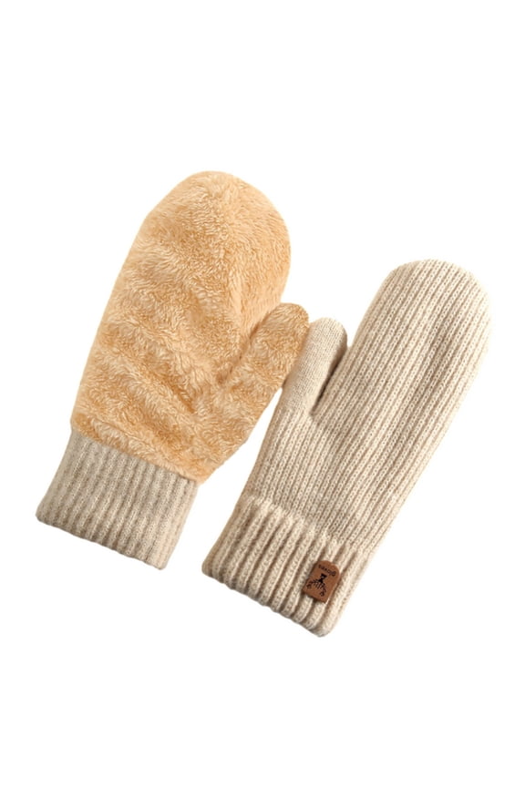 Winter Thermal Knitted Mittens Double Layer Thickened Insulation for Extreme Cold Weather Outdoor Activities and Daily Use