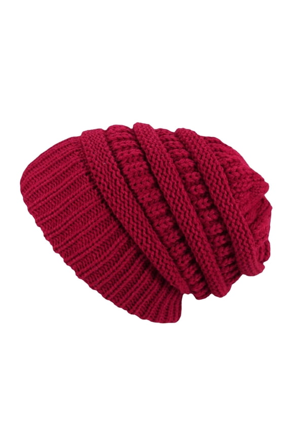Winter Thick Warm Wool Lined Turned Brim Knitting Hat For Women And Men Winter Hats 2025 Edition Red