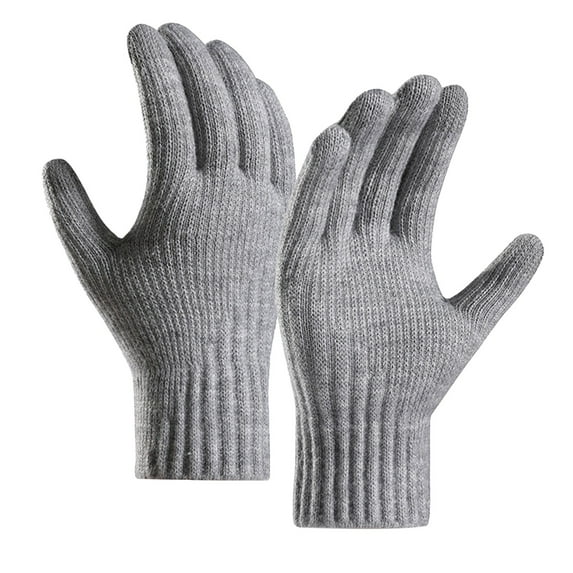 AWZXDE Winter Women Warm Screen Knit Gloves Soft Full Finger Elastic Comfortable Mittens for Cold Weather Grey,One Size
