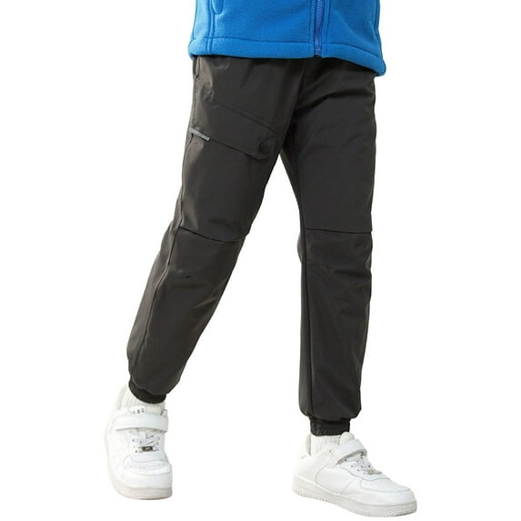 AWZXDE Winter outdoor cold weather hiking warm pants thermal-lined thick boys girls weather-proof windproof ski pants Grey,9-10 Years
