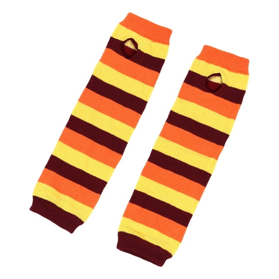 AWZXDE Women Autumn and Winter Solid Color Multicolor Wool Long Striped Knit Half Finger Gloves - Stylish and Comfortable Accessories for Any Outfit Brown,One Size