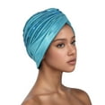 thumbnail image 1 of AWZXDE Women Embroidered Turban Wrap Cap With Rhinestone Detail Casual Head Covering For Daily Use Sky Blue, 1 of 3