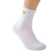 thumbnail image 1 of AWZXDE Women Fashion Solid Color Adorable Heart Printed Socks Sweat Absorbent Non- Mid Leg Socks For Daily Wear cute socks for women Yellow, 1 of 4