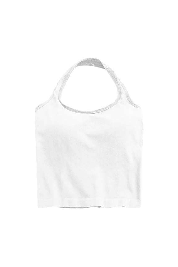 Women Neckline Built In Bra Bralette Sleeveless Backless Bandage Vest Tank Top For Women For Layering And Casual Wear White,One Size