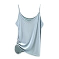 thumbnail image 1 of AWZXDE Women Solid Color V Neck Thin Strap Camisole Sleeveless Fitted Vest Tank Top For Women For Innerwear Layering Light Blue,M, 1 of 3