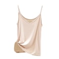 thumbnail image 1 of AWZXDE Women Solid Color V Neck Thin Strap Camisole Sleeveless Fitted Vest Tank Top For Women For Innerwear Layering Light Pink,M, 1 of 3