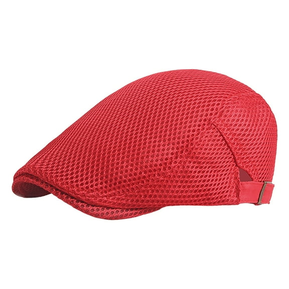 AWZXDE Women Summer Thin Retro Hollow Mesh Breathable Adjustable Sun Hat Visor Cap For Sun Red