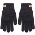 thumbnail image 1 of AWZXDE Women Winter Style Thick Double Layer Knitted Leather Label Cold Proof Warm Solid Color Screen Finger Gloves for and Comfort Black,One Size, 1 of 4