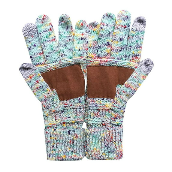 AWZXDE Women Winter Versatile Knitted Wool Flip Screen Warm and Comfortable Gloves for Casual and Outdoor Use Mint Green,One Size