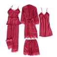 thumbnail image 1 of AWZXDE Women's 5-Piece Lace Trim Sleepwear Set, Robe with Camisole and Pants, Comfortable Pajamas ,XL, 1 of 3