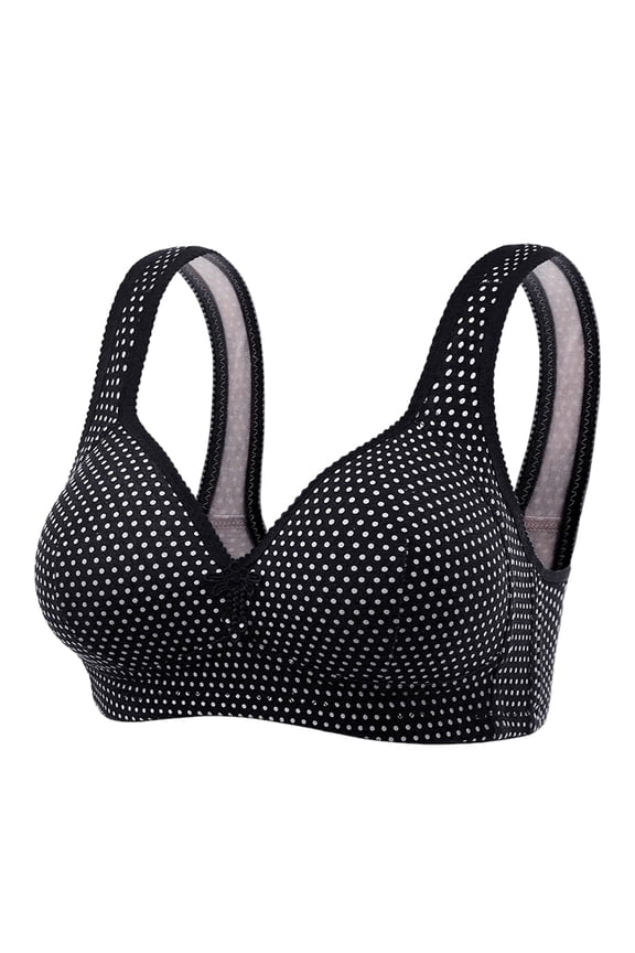 Women's Bras Plus Size Wireless Uplift Thin Cup 4-Hook Printed Shaping Adjustable Bra
