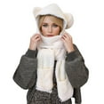 thumbnail image 1 of AWZXDE Women's Cartoon Bear Hat Scarf Autumn Lightweight Warm Comfortable Soft Ear Cover Combined Hat for Casual Wear Yellow, 1 of 3