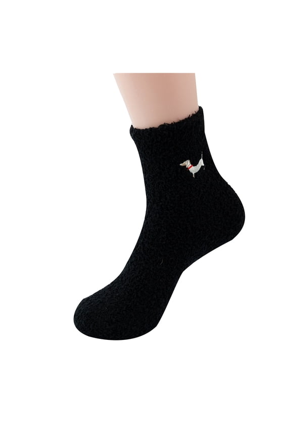 Women's Comfortable Mid Crew Socks Wool Lined Winter Socks for Sleeping and Indoor Casual Cozy Floor Socks White,One Size