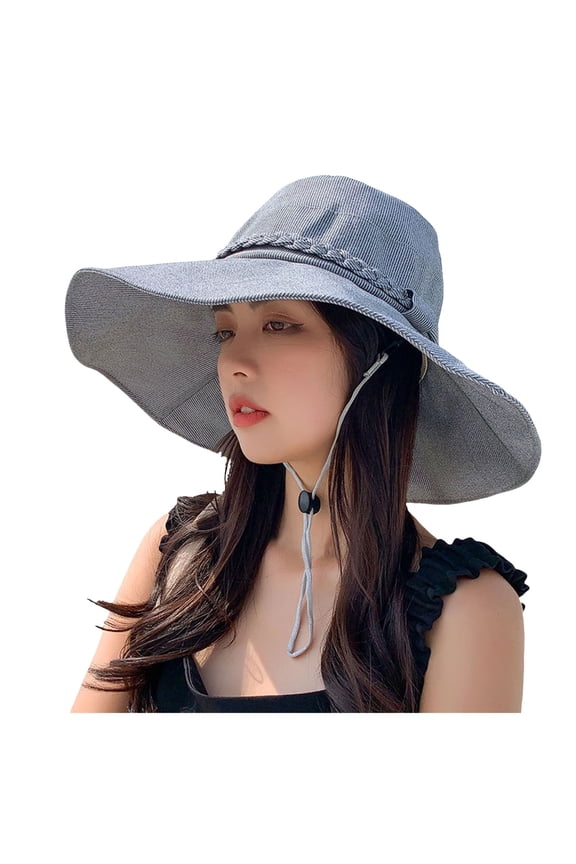 Women's Crinkle Brim Round Wide Brim Sun Hat Loose Fit Face-Flattering Design UPF Sun Hat for Casual Fashion and Outdoor Activities Grey,One Size