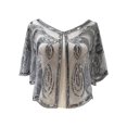 thumbnail image 1 of AWZXDE Women's Embroidery with Sequin Bead Short Shawl for Evening Dress Wedding, Elegant Casual Wear for Special Place Grey,One Size, 1 of 2