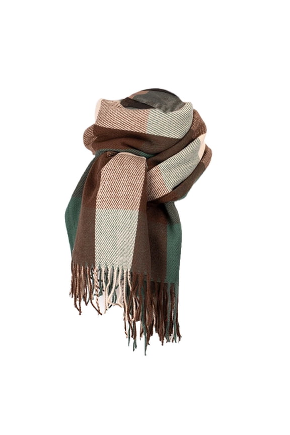 Women's Fall/Winter Festive Long Scarf - Oversized Knit Holiday Pattern Wrap for Christmas Green,One Size