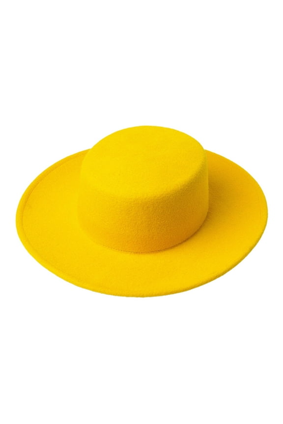 Women's Fashion Casual Solid Flat Top Sun Hat, Wide Brim Cap for Shopping Yellow,One Size